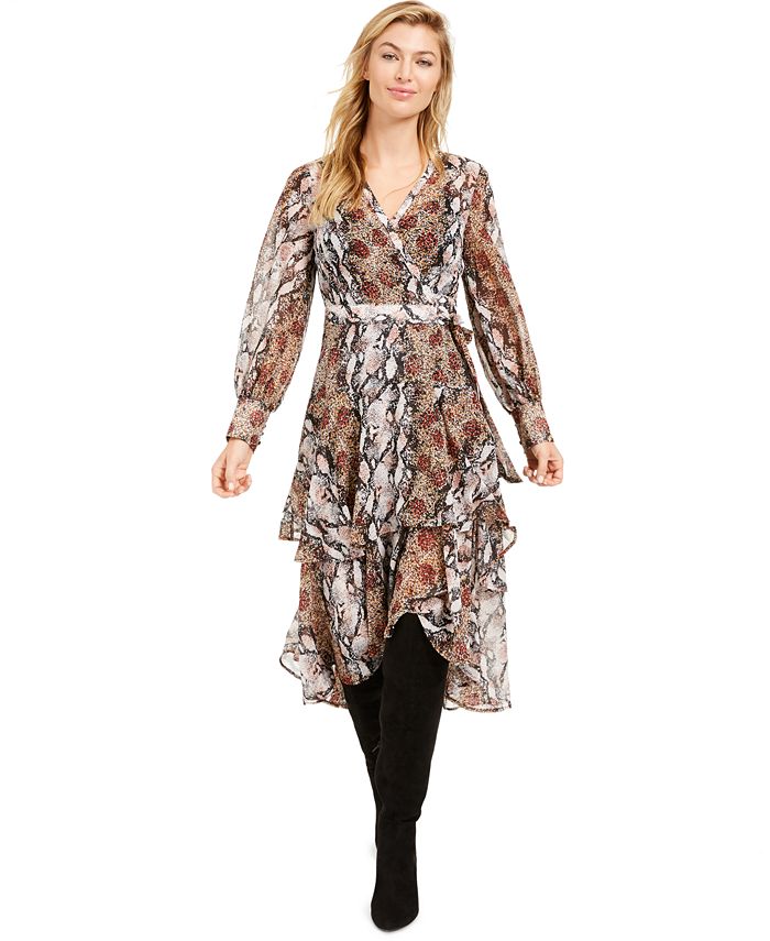 Bar III Becca Tilley x Animal-Print Wrap Dress, Created for Macy's - Macy's