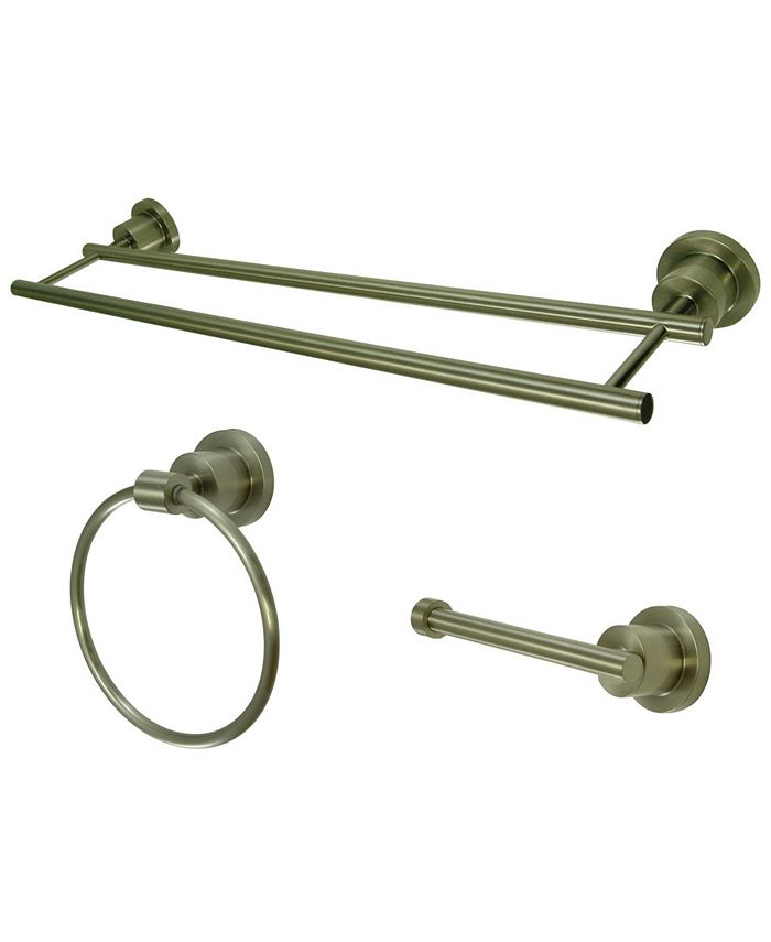 Kingston Brass - Concord 3-Pc. Dual Towel Bar Bathroom Accessories Set in Brushed Nickel