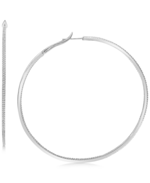 image of Diamond In & Out Skinny Hoop Earrings (2 ct. t.w.) in 14k White Gold