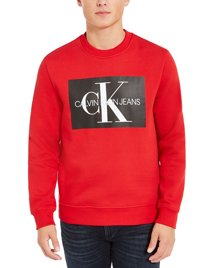 Men's Calvin Klein Jeans Monogram Logo Sweatshirt Crewneck XSMALL Maroon  NWOT