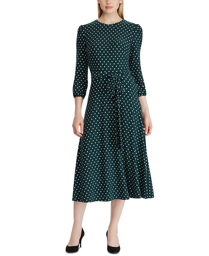 Lauren Ralph Lauren Polka-Dot Jersey Dress - Macy's