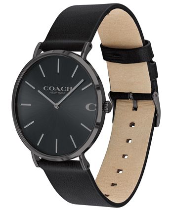 COACH - Men's Charles Black Leather Strap Watch 41mm