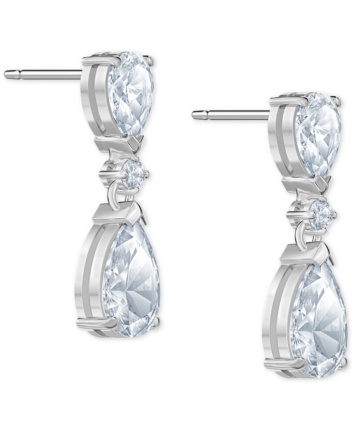 Swarovski Silver-Tone Crystal Drop Earrings - Macy's