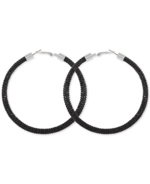 image of Guess Large Pave Hoop Earrings 3
