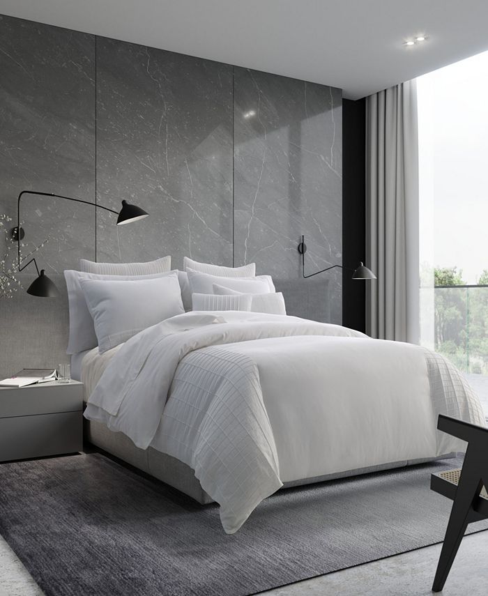 Vera Wang Linear Tucks White Duvet Cover, Queen Macy's