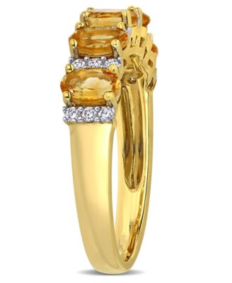 Citrine (1-1/6 ct. t.w.) and Diamond (1/6 ct. t.w.) Semi Eternity Ring in 14k Yellow Gold