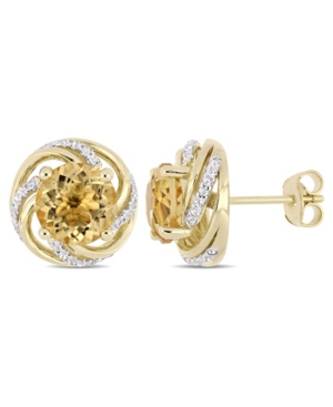image of Citrine (3-5/8 ct. t.w.) and White Topaz (1/4 ct. t.w.) Swirl Stud Earrings in 18k Yellow Gold Over Sterling Silver