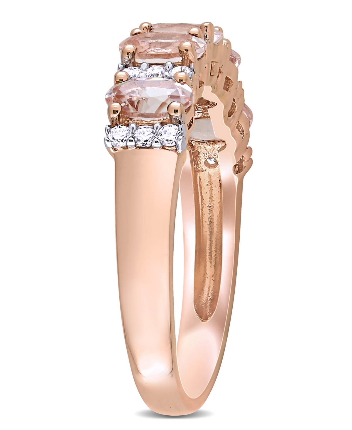 (1 ct. t.w.) and Diamond (1/6 ct. t.w.) Semi Eternity Ring in 14k Rose Gold - Morganite