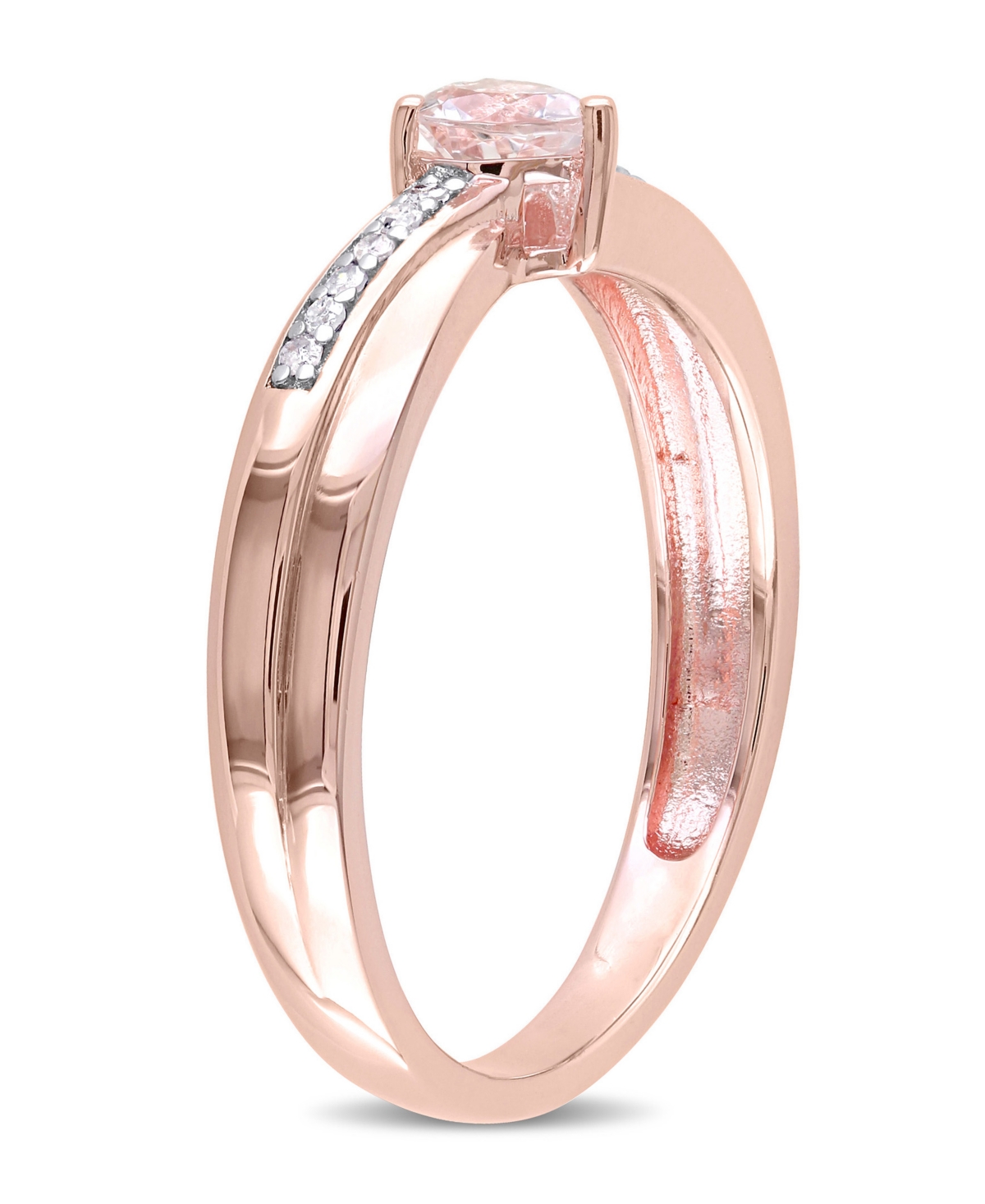 (1/4 ct.t.w) and Diamond (1/20 ct. t.w.) Heart Ring in 18k Rose Gold Over Silver - Morganite