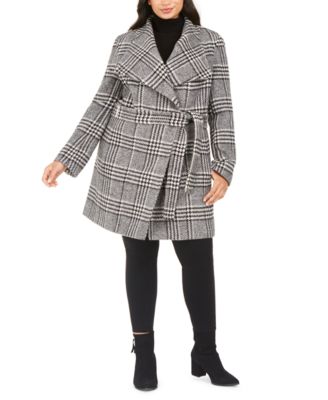 calvin klein belted asymmetrical walker coat