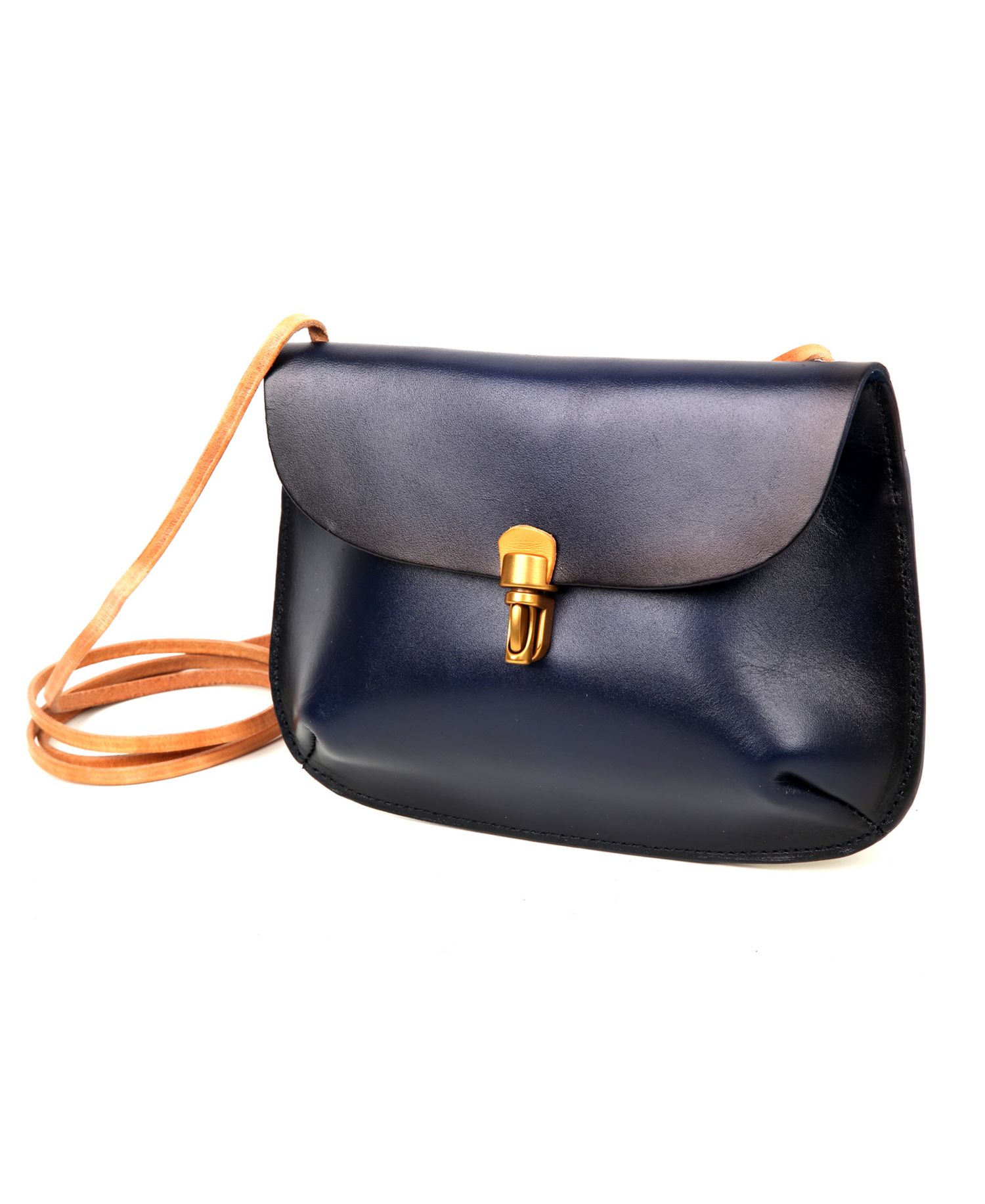 Ada Small Leather Pushlock Crossbody Bag
