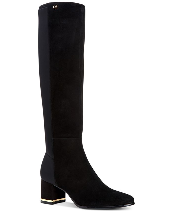 Calvin Klein Women's Freeda Tall Leather Boots - Macy's