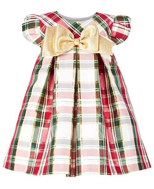 Bonnie Baby Baby Girls Metallic Plaid Trapeze Dress Reviews