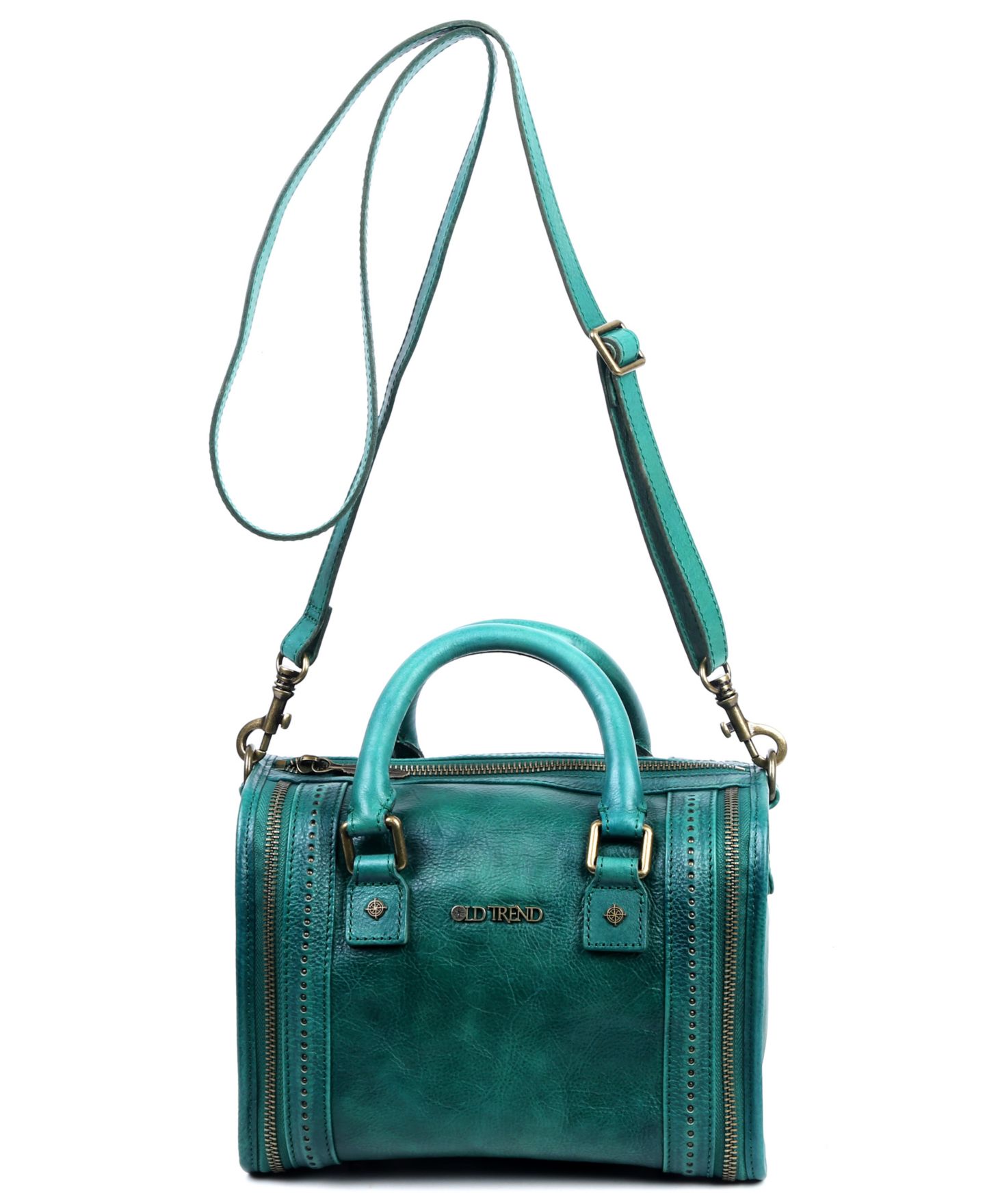 Женская сумка OLD TREND Mini Trunk Leather Top Handle Crossbody, цвет: Аквамариновый — фото 5