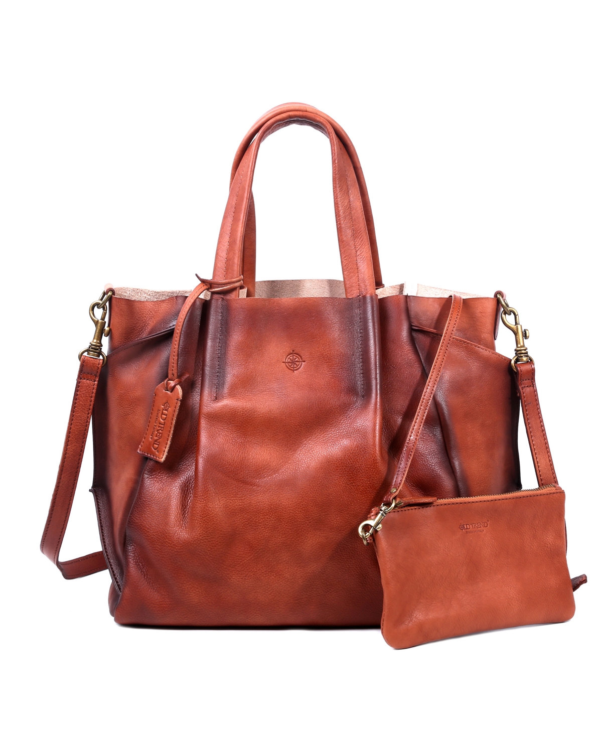 Women's Genuine Leather Sprout Land Tote Bag - Coffee