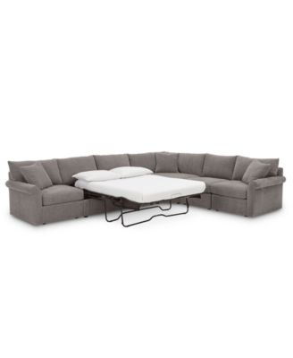 Furniture - Wedport 5-Pc. Fabric "L" Shape Modular Sleeper Sectional Sofa with Wedge Corner Piece