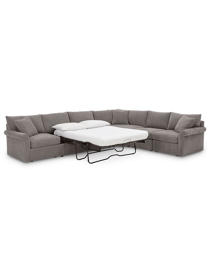 Furniture Wedport 5Pc. Fabric "L" Shape Modular Sleeper Sectional Sofa