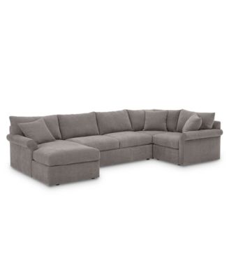 Furniture - Wedport 4-Pc. Fabric Modular Chaise Sectional Sofa with Square Corner Piece