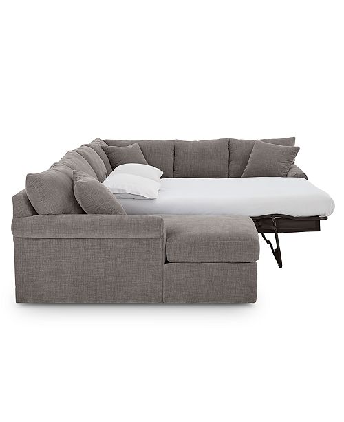 Furniture Wedport 3 Pc Fabric Sofa Return Sleeper Sectional With