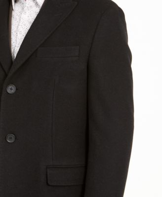 slim fit black overcoat