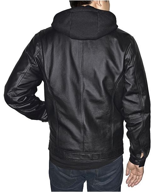 Victory Sportswear Retro Leather Men's Hooded Jacket & Reviews - Coats ...