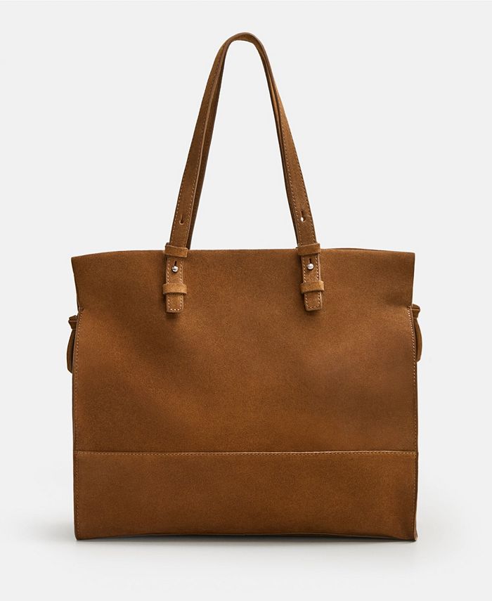 MANGO Leather Shopper Bag - Macy's