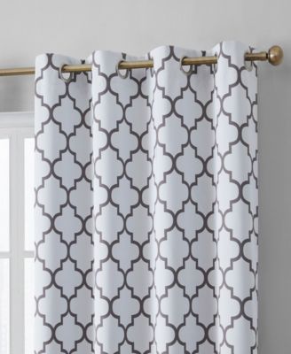 Lattice Print Drape Blackout Curtains Pattern - Weather Insulated Curtains, Sun Blocking Window Treatment Draperies for Living Room - Set of 2