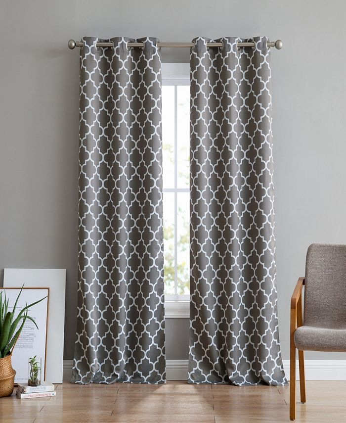 HLC.me Lattice Print Drape Blackout Curtains Pattern Weather