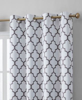 Lattice Print Drape Blackout Curtains Pattern - Weather Insulated Curtains, Sun Blocking Window Treatment Draperies for Living Room - Set of 2