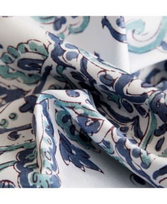 Amalfi Paisley Faux Silk 100% Blackout Room Darkening Thermal Lined Curtain Grommet Panels for Bedroom - Energy Efficient, Complete Darkness, Noise Reducing - Set of 2