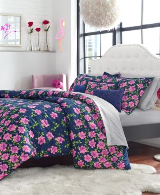 Betsey Johnson - Rose Garden Sapphire Comforter Bonus Set, Full/Queen