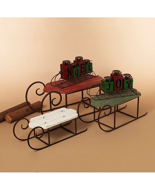 Gerson Gerson Assorted Decorative Wood And Metal Holiday Sleds