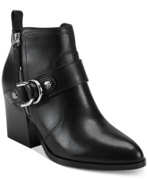 Marc Fisher Victa Harness Booties Women's Shoes In Black Leather