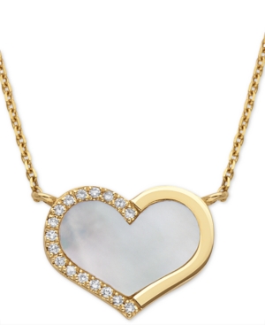 image of Effy Mother-of-Pearl & Diamond (1/20 ct. t.w.) Heart 18