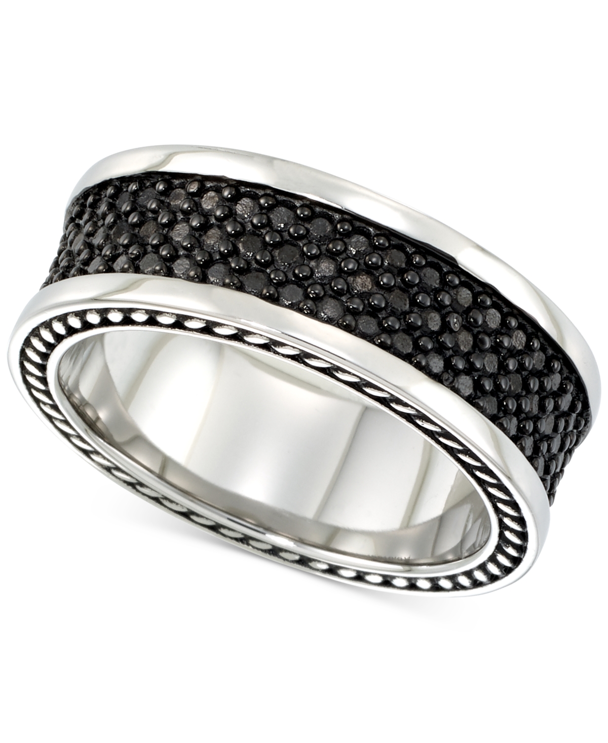 Smith Men's' Black Ion-Plated Ring in Stainless Steel - Stainless Steel