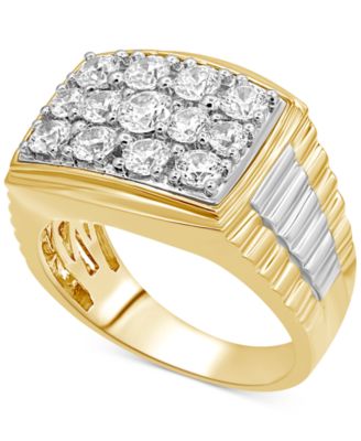 Men's Diamond Ring (2 ct. t.w.) in 10k Gold & 10k White Gold - Macy's