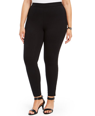 Style & Co Plus Size Lace-Trim Leggings, Created for Macy's - Macy's