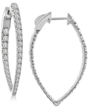 image of Diamond Teardrop In & Out Hoop Earrings (2 ct. t.w.) in 14k White Gold
