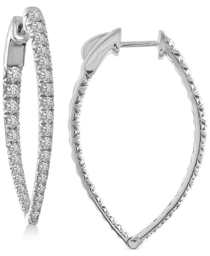 Macy's - Diamond Teardrop In & Out Hoop Earrings (2 ct. t.w.) in 14k White Gold