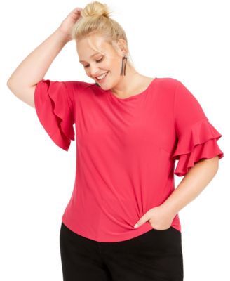 INC International Concepts - Plus Size Ruffle-Sleeve Top