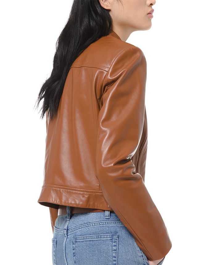 Michael Kors Women's Leather Moto Jacket Macy's