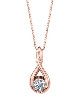 Sirena Diamond (1/10 ct. t.w.) Twist Pendant in 14k White or Yellow or Rose Gold - Rose Gold