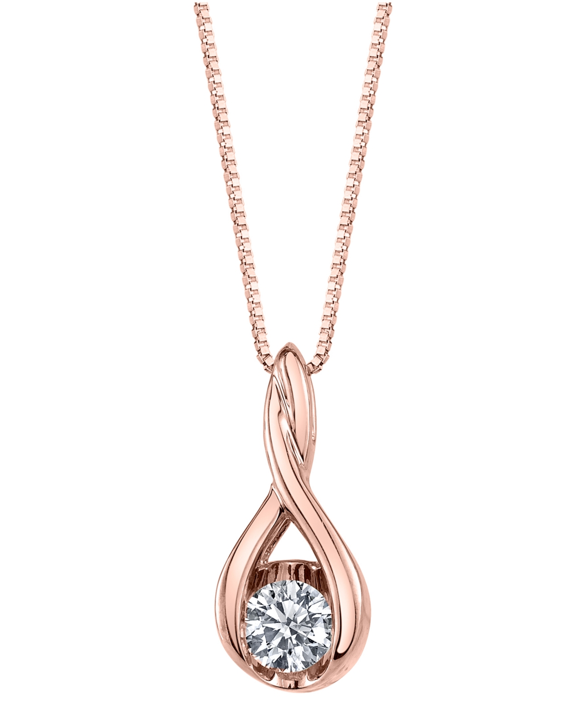 Diamond (1/10 ct. t.w.) Twist Pendant in 14k White or Yellow or Rose Gold - Rose Gold