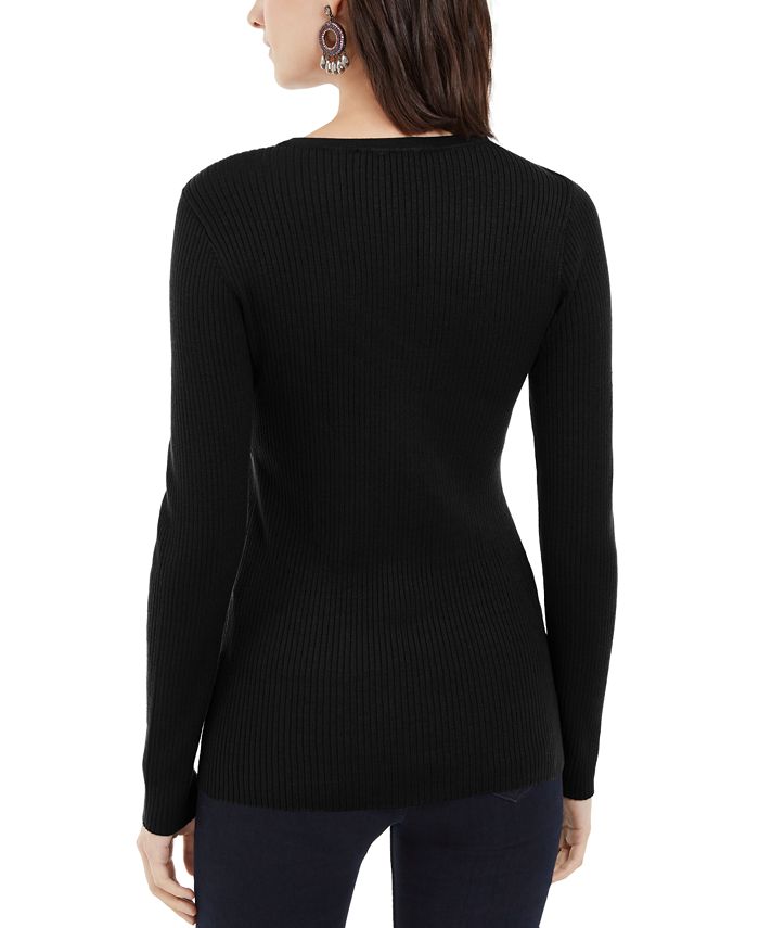 INC International Concepts INC Petite Sequined Ribbed-Knit Sweater ...