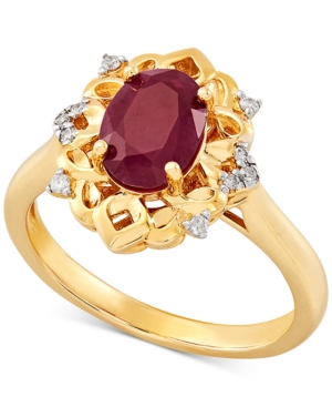 image of Certified Ruby (1-5/8 ct. t.w.) & Diamond (1/20 ct. t.w.) Ring in 14k Gold