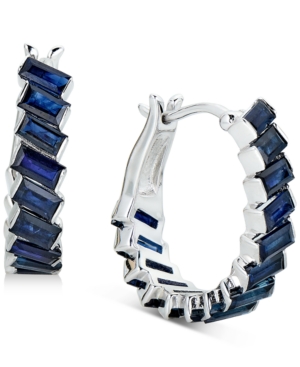 image of Certified Ruby Baguette Hoop Earrings (3 ct. t.w.) in Sterling Silver(Also Available in Emerald and Sapphire)