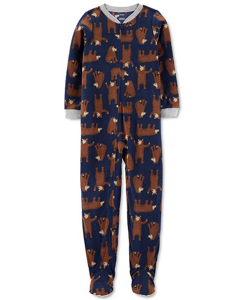 Carter S Little Big Boys 1 Pc Bear Print Fleece Footed Pajamas
