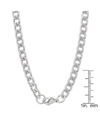 STEELTIME - Men's Stainless Steel Accented 6mm Cuban Chain 24" from