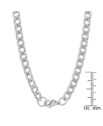 Steeltime Men's Stainless Steel Cuban Necklace - White