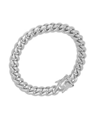 Men's Stainless Steel Miami Cuban Chain Link Style Bracelet with 10mm Box Clasp Bracelet
